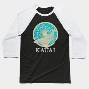 Humpback Whales Shield of Kauai Baseball T-Shirt